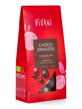 Choco Dragées Cranberry - Mirtilli Rossi Ricoperti di Cioccolato Fondente Bio - 1
