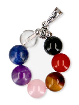 Ciondolo Chakra con Perle di Pietre Dure e Gancio in Acciaio - 2