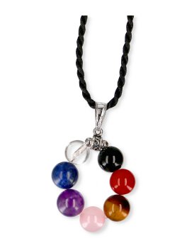 Ciondolo Chakra con Perle di Pietre Dure e Gancio in Acciaio - 1