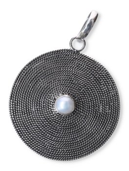 Ciondolo in Argento - Scudo con Perla Bianca - 2