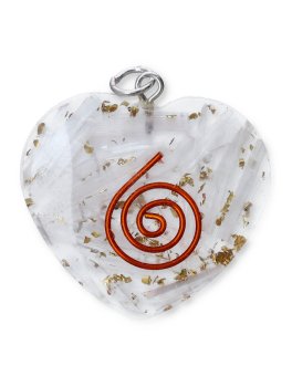 Ciondolo in Orgonite e Selenite a Forma di Cuore - 4
