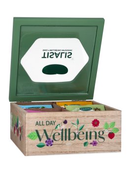 Cofanetto in Legno "All Day Wellbeing" - 4 Scomparti 20 Tisane Bio - 4