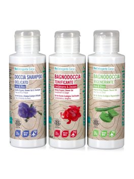 Cofanetto Porta Magia Mongolfiera con 3 Bagnodoccia Aloe e Olivo, Cardamomo e Zenzero, Lino e Riso - 2