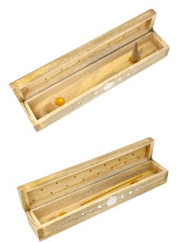 Cofanetto Portaincenso in Legno di Mango con Fiore della Vita - 4