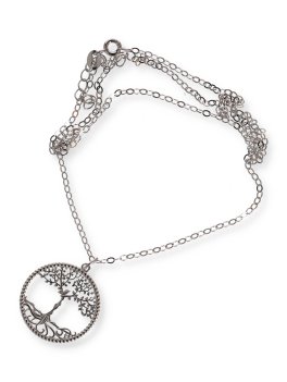 Collana in Argento 925 con Albero della Vita - Placcata Platino - 1