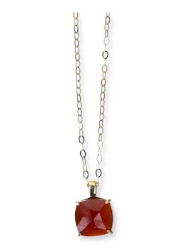Collana in Argento 925 con Pietra Quadrata - Granato - 3