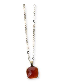 Collana in Argento 925 con Pietra Quadrata - Granato - 2