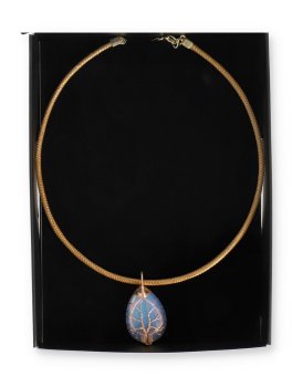 Collana in Oro Vegetale Capim Dourado con Ciondolo Albero della Vita in Opalite - 4
