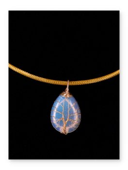 Collana in Oro Vegetale Capim Dourado con Ciondolo Albero della Vita in Opalite - 7