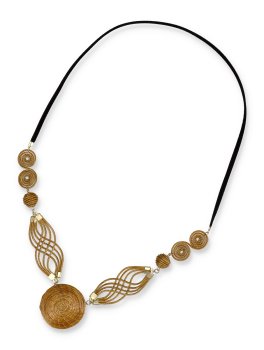 Collana in Oro Vegetale Capim Dourado con Mandala - 1