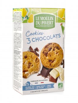 Cookies 3 Chocolats - 10 Biscotti con Pepite al Cioccolato Bio - 1