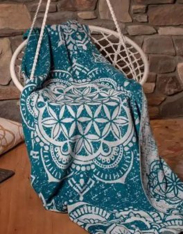 Coperta in Cotone Biologico con Fiore della Vita - 2