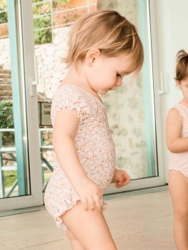 Costume Intero Bimba con Maniche Corte UV50+ - Rosy Garden - 4