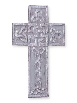 Croce Celtiche in Legno Decorato Grigio e Argento - 1