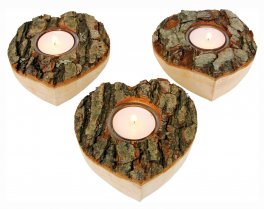 Cuore Decorativo Corteccia d'Albero - Set da 3