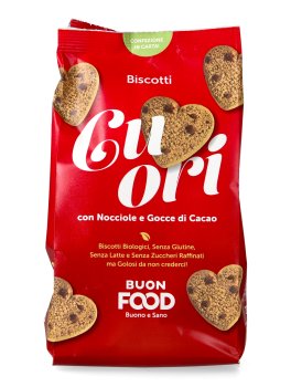 Cuori con Nocciole e Gocce di Cacao - Biscotti Bio - 1