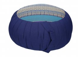 Cuscino In Cotone D 40cm (lavorato Sopra, Tinta Unita Di Lato) - Blu