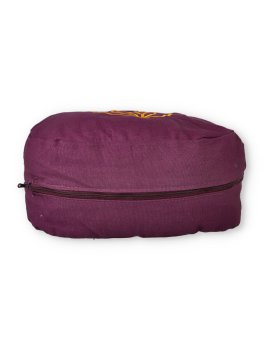 Cuscino Ovale in Pula con Fiore di Loto Ricamato - 3