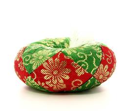 Piccolo Cuscino per Campana Tibetana (Rosso e Verde) - 3