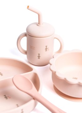 Dinner Set in Silicone - Fawn Pink - 3