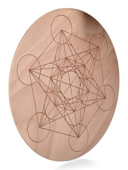 Disco Inciso in Legno di Faggio – Cubo di Metatron - 2