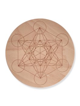 Disco Inciso in Legno di Faggio – Cubo di Metatron - 1