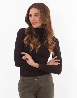 Dolcevita Girocollo in Tencel a Manica Lunga - Moka - 2