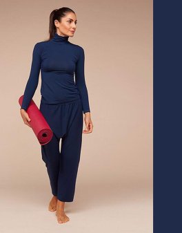 Dolcevita in Tencel™ e Cashmere a Manica Lunga - Blu - 2