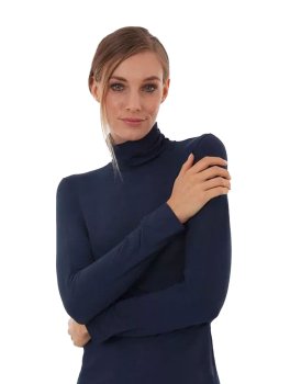 Dolcevita in Tencel™ e Cashmere a Manica Lunga - Blu - 1