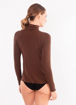 Dolcevita in Tencel™ e Cashmere a Manica Lunga - Marrone - 2