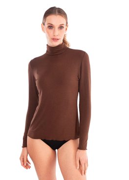 Dolcevita in Tencel™ e Cashmere a Manica Lunga - Marrone - 1