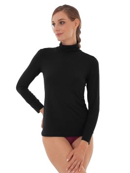 Dolcevita in Tencel™ e Cashmere a Manica Lunga - Nero - 1