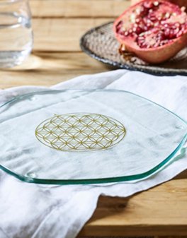 Energy Plate - Piatto Energetico con Fiore della Vita Oro - 4