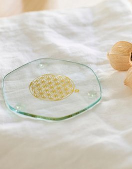Energy Plate - Piatto Energetico con Fiore della Vita Oro - 3
