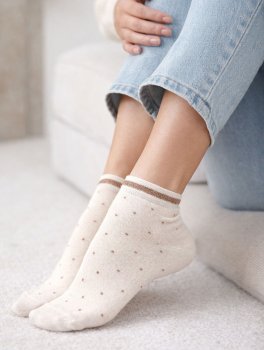 Fantasmino Donna in Cotone Bio "Fantasia a Pois con Lurex" - Greggio - 4