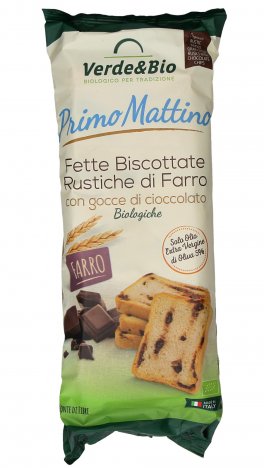 Fette Biscottate Rustiche di Farro con Gocce di Cioccolato Biologiche