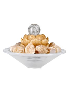 Fontanella in Alabastro con Sfera di Cristallo Rotante - Lotus - 2