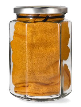 Foulard di Canapa e Viscosa con barattolo in Vetro - "Dillo con un Foulard" - Ocra - 6