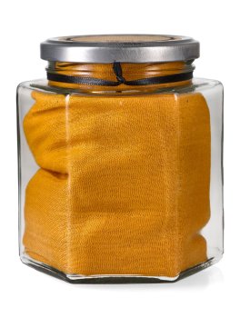 Foulard di Canapa e Viscosa con barattolo in Vetro - "Dillo con un Foulard" - Ocra - 4