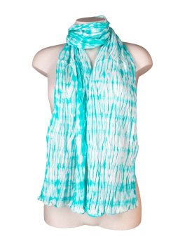 Foulard in Cotone Shibori con Disegno Piume - 1