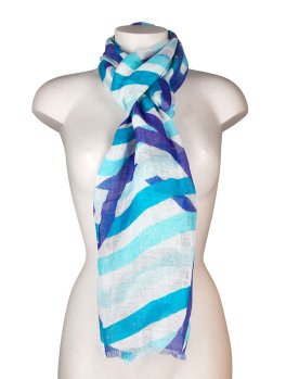 Foulard in Lino Stampato Disegno Onde - 2