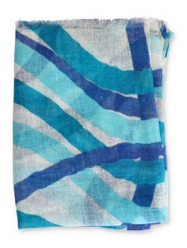 Foulard in Lino Stampato Disegno Onde - 3