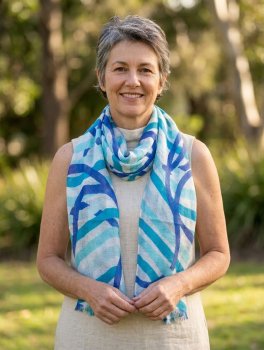 Foulard in Lino Stampato Disegno Onde - 4