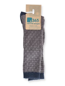 Gambaletti Bimbi in Lana Merinos Extra Fine "Juno" - Jeans e Grigio - 10/12 Anni - 2