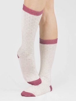 Gambaletti Bimbi in Lana Merinos Extra Fine "Juno" - Panna e Rosa - 2