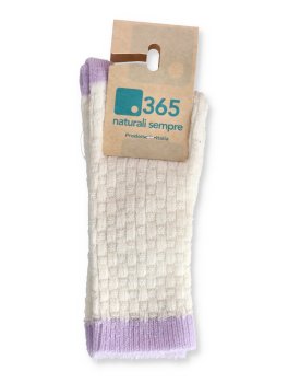 Gambaletti Bimbi in Lana Merinos Extra Fine "Juno" - Panna e Rosa - 3