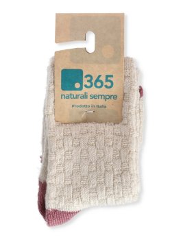 Gambaletti Bimbi in Lana Merinos Extra Fine "Juno" - Panna e Rosa Antico - 2