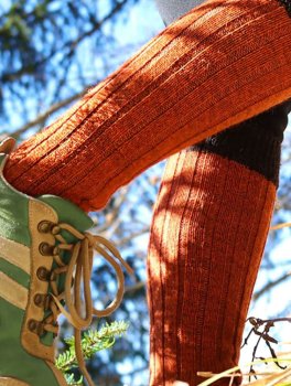 Gambaletti in Lana Inglese "Caliope Maxi" - Arancio e Marrone - 4