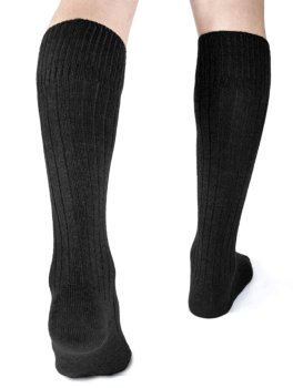 Gambaletti Uomo a Coste in Lana Merinos "Navos" - Nero - 1