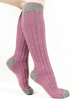 Gambaletto Caliope Maxi 100% Lana Inglese Rosa e Grigio - 1